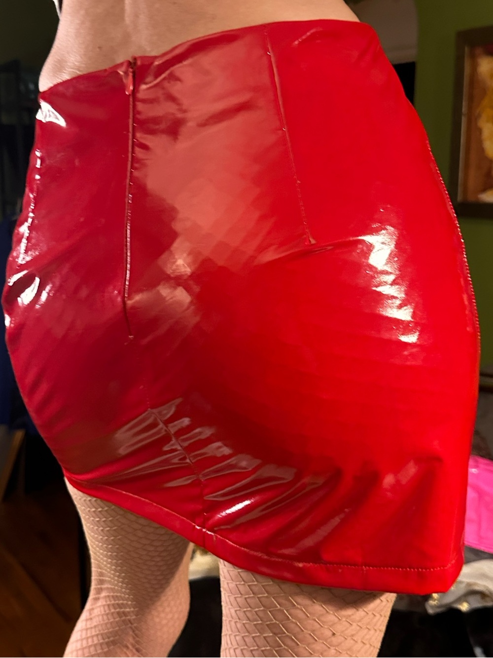 SHEIN Red Patent Mini Skirt